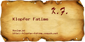 Klopfer Fatime névjegykártya